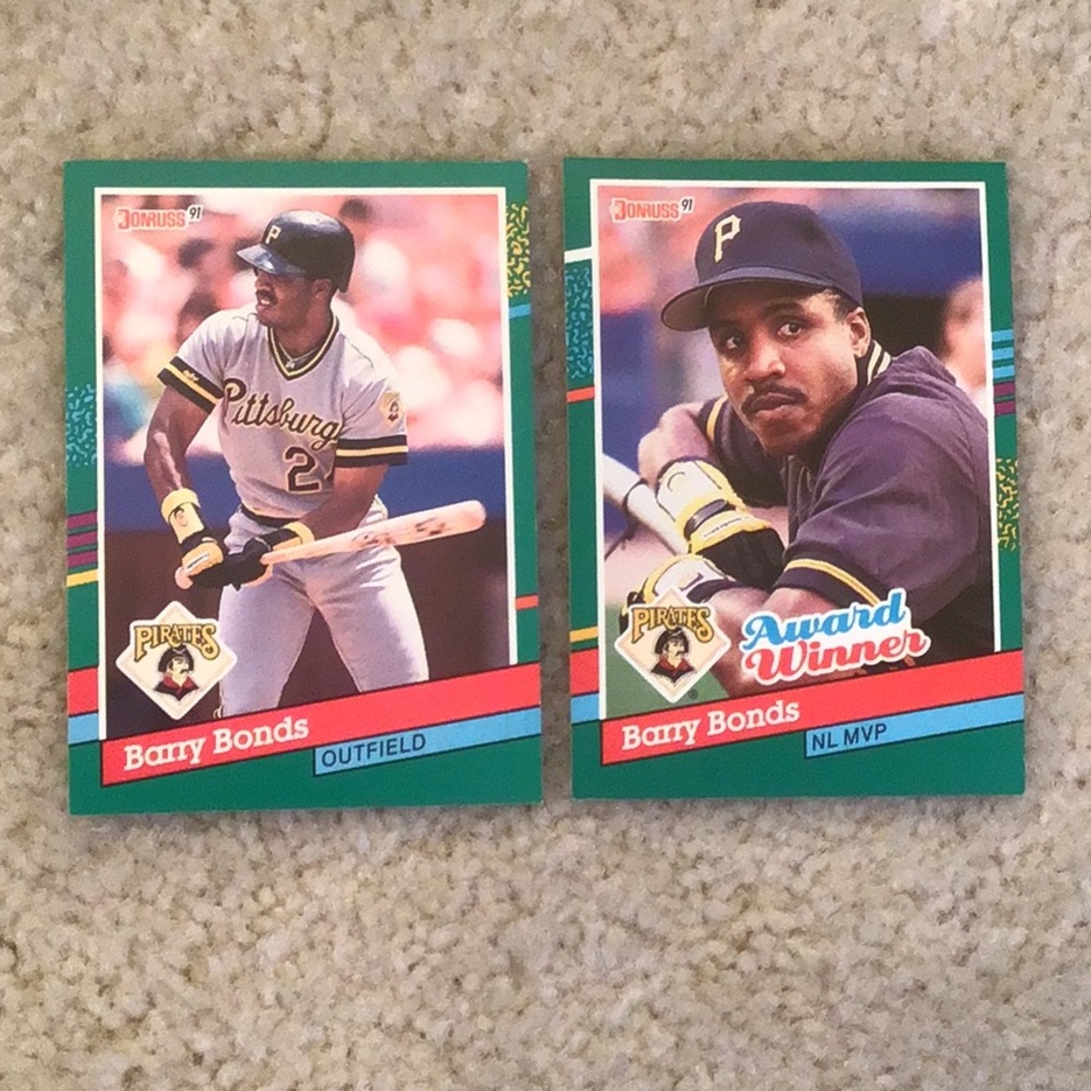 Vintage Barry Bonds Donruss ‘91 MLB Baseball Trading Cards, Set of 2 Error Cards - Picture 1 of 9